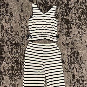 Speechless Black and White Striped Kids Matching Set